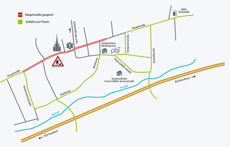 Anfahrt wegen Baustelle geändert